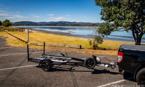GFAB Alloy Single Black Jetski Trailer - side view with spare wheel